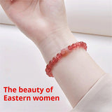 Strawberry crystal women's bracelet, recruit peach blossom prosperous marriage, peach blossom luck transfer bead crystal bracelet, send your favorite object