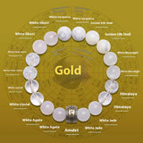 Five Elements Healing Crystals Bracelet - Wood Fire Earth Metal Water Energy Balance for Men & Women (Chakra Gift)