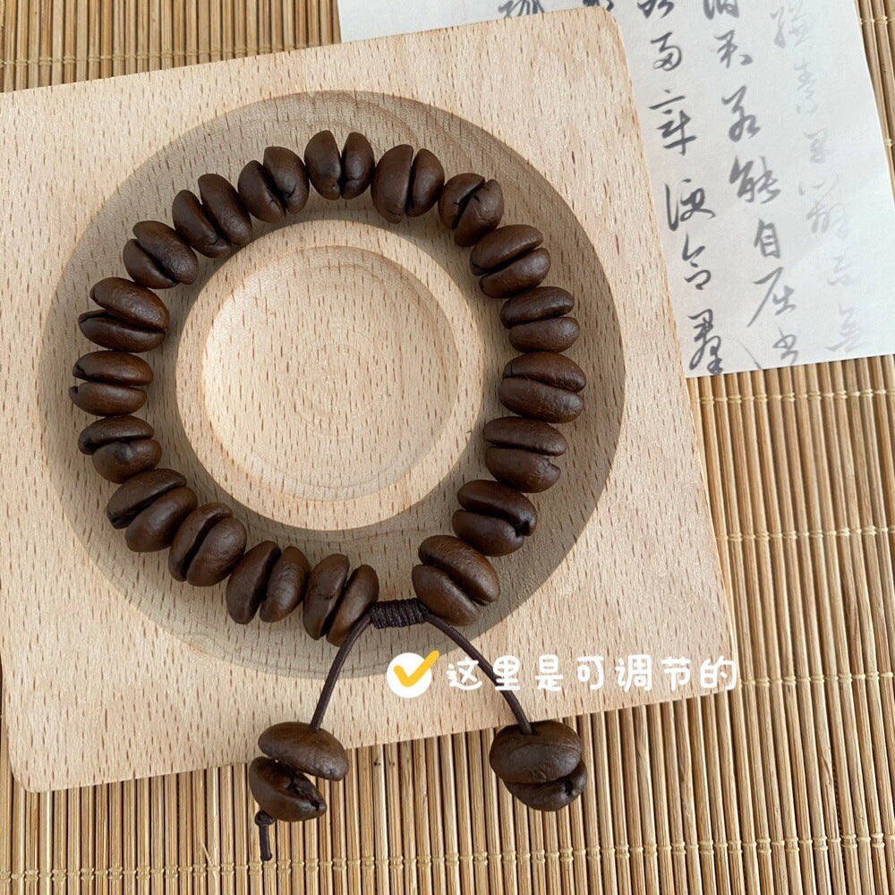 Real Coffee Bean Bead Bracelet - Boho Couple Set, Natural & Cute for Women/Men