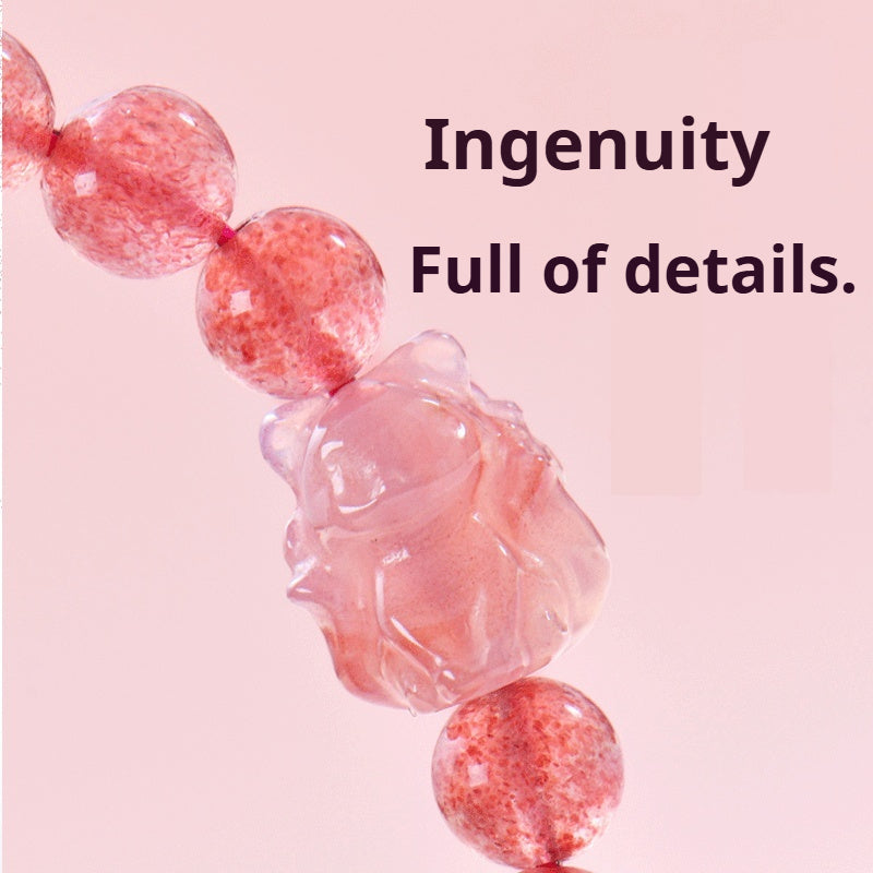 Strawberry crystal women's bracelet, recruit peach blossom prosperous marriage, peach blossom luck transfer bead crystal bracelet, send your favorite object