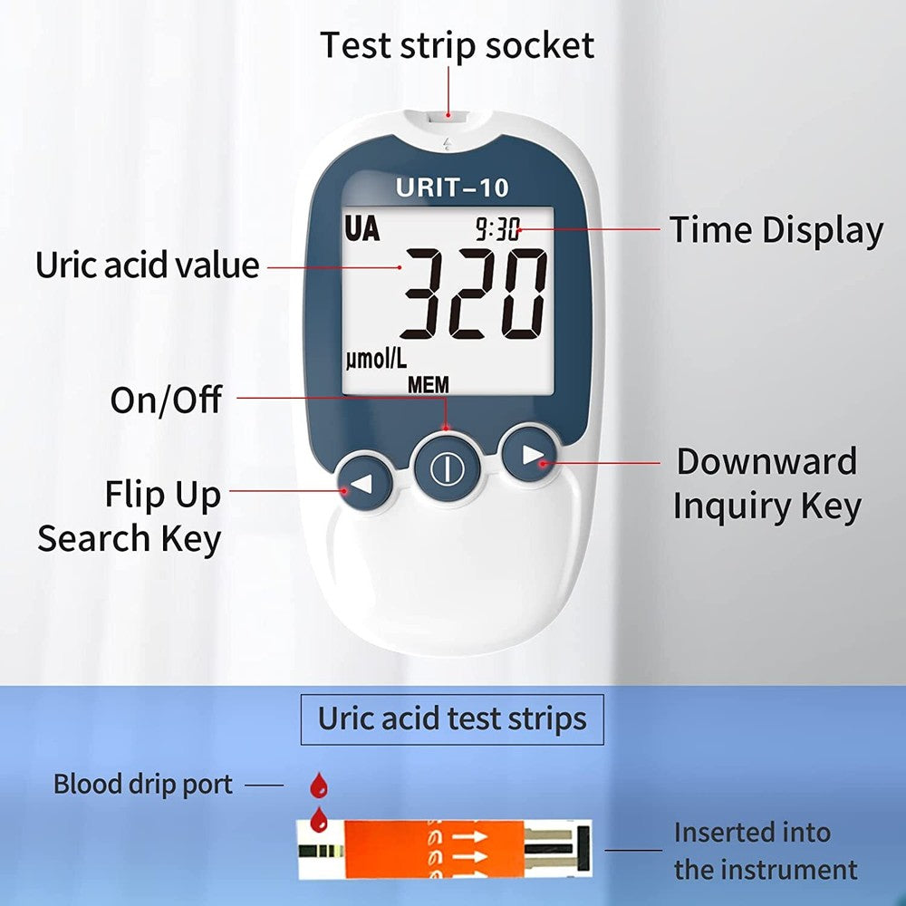 URIT-10 Uric Acid Meter Uric Tester Test uric acid at home 25 Second Fast Result
